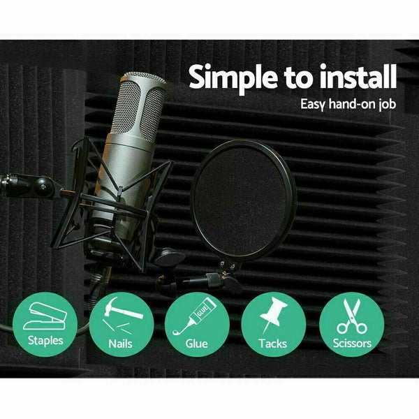 12PCS Studio Acoustic Foam Sound Absorption Proofing Panel Wedge Carousel 4
