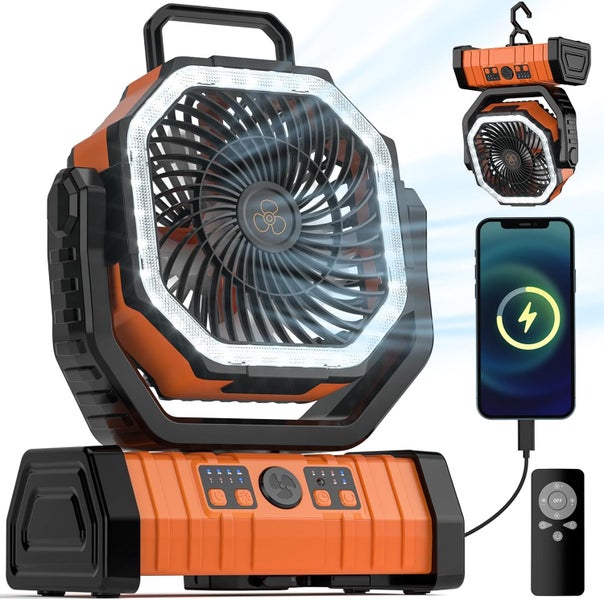 LED Camping Fan 20000mAh Rechargeable Power Bank Remote Carousel 1