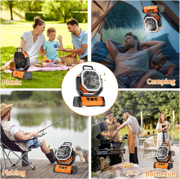 LED Camping Fan 20000mAh Rechargeable Power Bank Remote Carousel 7