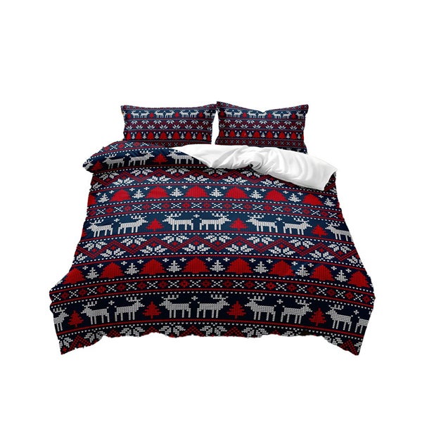 Christmas Bedding Set Santa Claus Elk Printed Quilt Cover Pillowcases Set for Ch Carousel 2