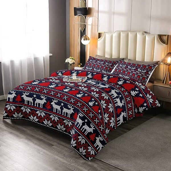 Christmas Bedding Set Santa Claus Elk Printed Quilt Cover Pillowcases Set for Ch Carousel 5