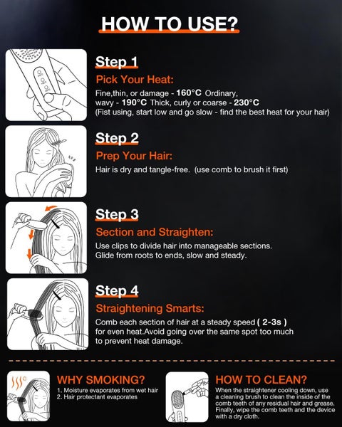 Cordless Hair Straightener Brush,Negative Ion Comb,Straight Curly Hair Comb Carousel 6