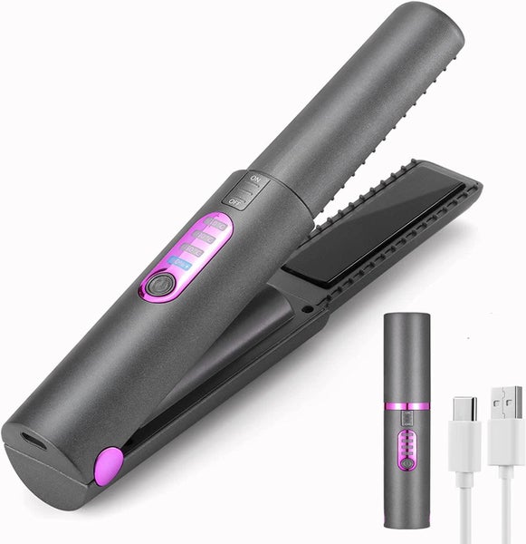Cordless Hair Straighteners Curler,Mini Flat Curling Iron,Wireless Flat Iron Carousel 1