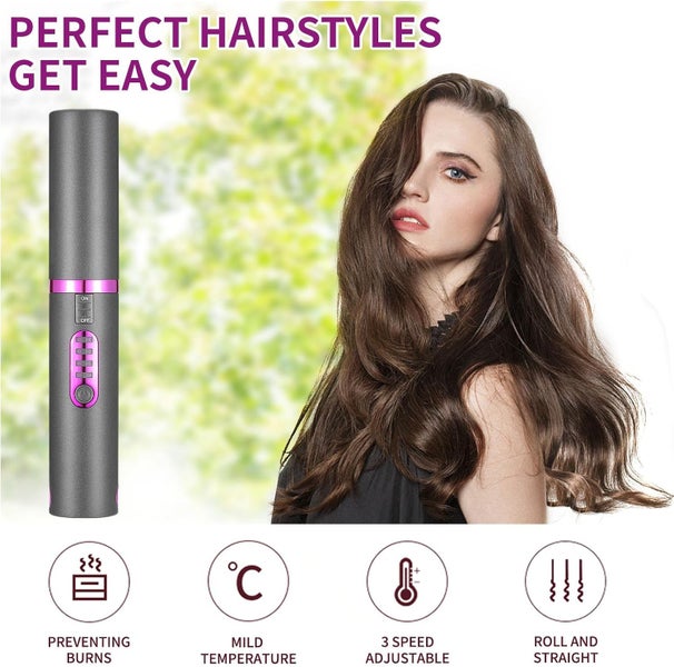 Cordless Hair Straighteners Curler,Mini Flat Curling Iron,Wireless Flat Iron Carousel 2