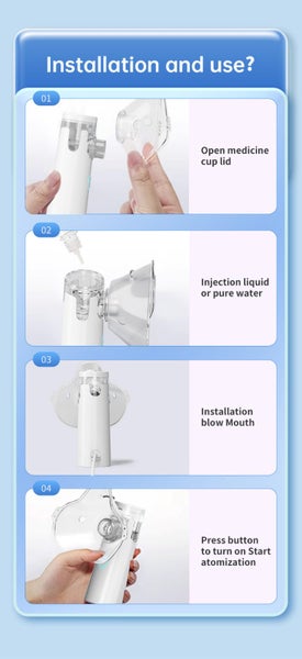 Handheld Nebulizer Machine Ultrasonic Mesh Nebulizer Steam Inhaler for Kid Adult Carousel 6