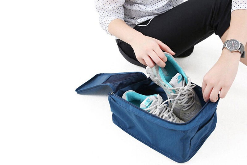 Travel Environmental Water-Resistant Shoe Pouch Portable Storage Bag-Dark Blue Carousel 2