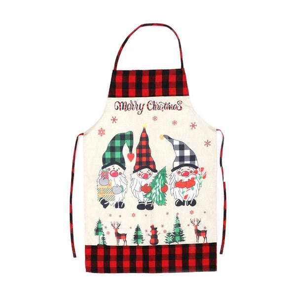 Kitchen Cooking Aprons Funny Christmas Sleeveless Baking Apron for Adults-Plaid Carousel 2