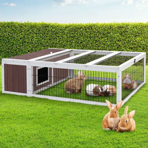 I.Pet Rabbit Hutch Chicken Coop Run Cage Habitat House Outdoor Large Small Anima Carousel 7