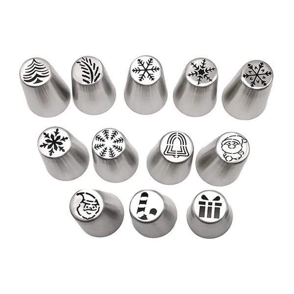 13Pcs Set Piping Nozzles Tips Christmas Pastry Cake Decor DIY Russian Flower Ici Carousel 2