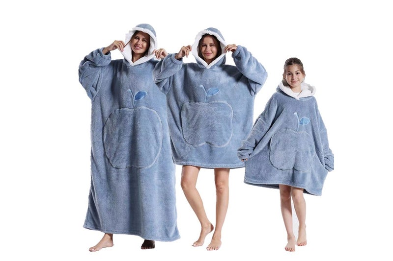 Unisex Hoodie Blanket Hooded Oversized Wearable Throw Blanket-Blue Carousel 1