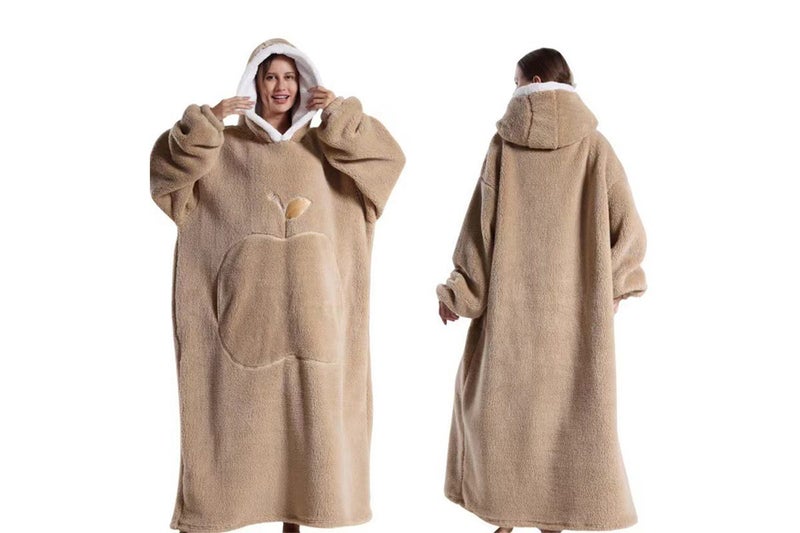 Unisex Hoodie Blanket Hooded Oversized Wearable Throw Blanket-Coffee Carousel 2
