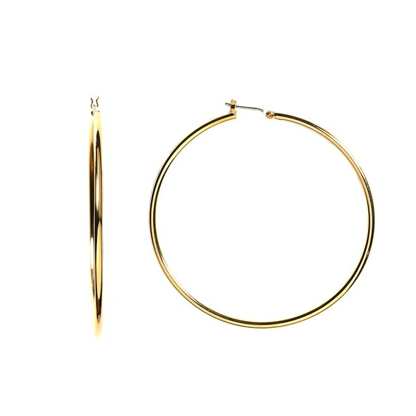 10k Yellow Gold 1.5mm Shiny Round Tube Hoop Earrings Carousel 1
