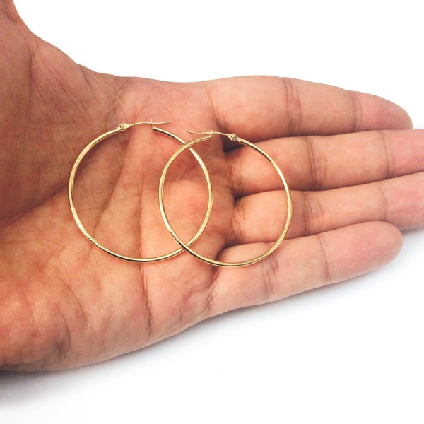 10k Yellow Gold 1.5mm Shiny Round Tube Hoop Earrings Carousel 11
