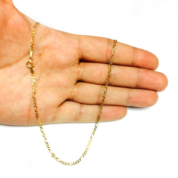 10k Yellow Solid Gold Figaro Chain Necklace, 1.9mm Carousel 5