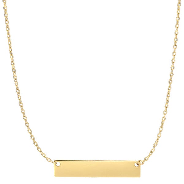 14k Gold Engravable Bar Pendant Necklace, 18" Carousel 1