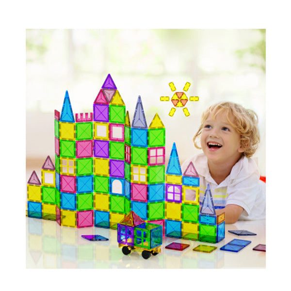 60Pcs Kids Magnetic Tiles Blocks Building Educational Toys Children Gift Carousel 4