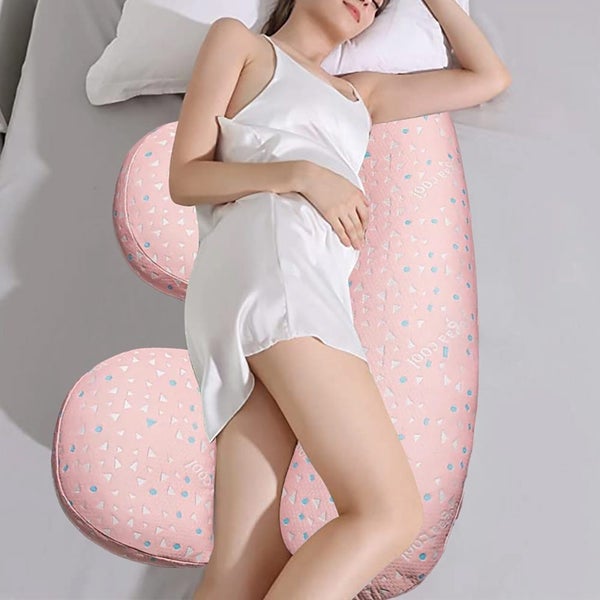 Dual-Use Maternity Body Pillow Side Sleeper Waist Support Sleeping Aid-Pink Carousel 2