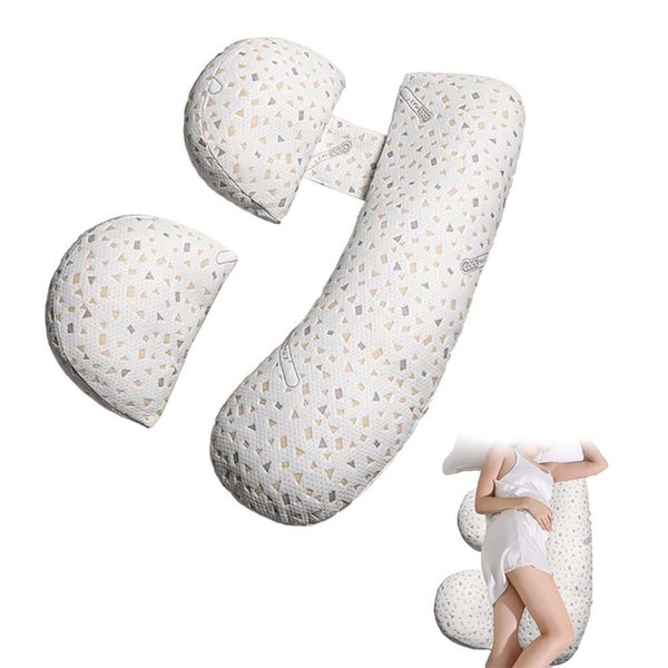 Dual-Use Maternity Body Pillow Side Sleeper Waist Support Sleeping Aid-White Carousel 3