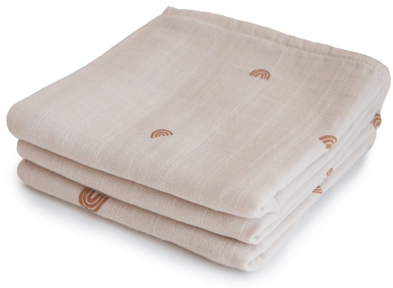 Mushie: Muslin Cloth 3 Pack - Rainbows Carousel 1