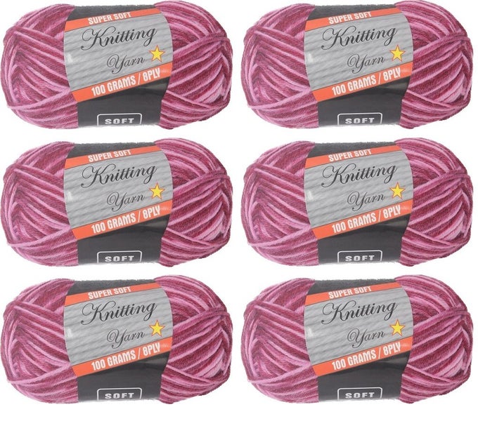 6 PACK 8 Ply Knitting Yarn 100G - Wine Carousel 1