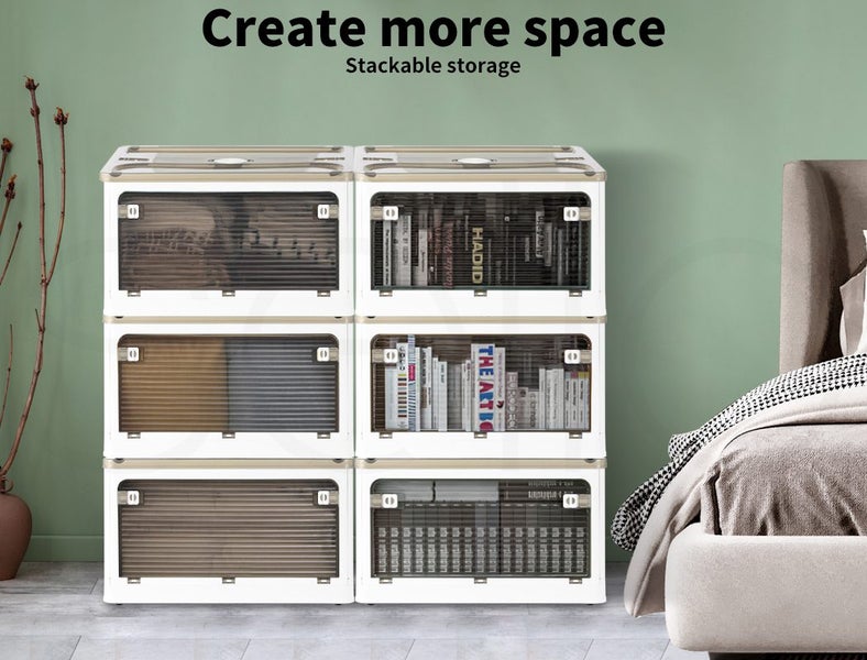 Stackable Storage Containers Lid Clothes Organiser Box 5 Side Open Foldable 28L Carousel 2