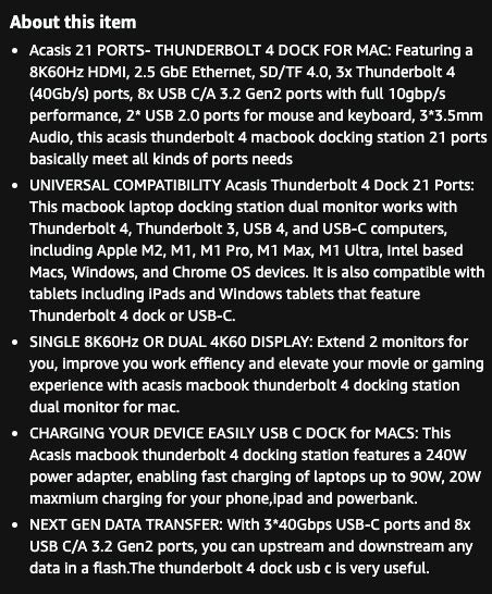 Thunderbolt 4 Dock extension USB4 40Gbp/s 8K DP 2.5GbE 21-in-1 Brand New Carousel 5