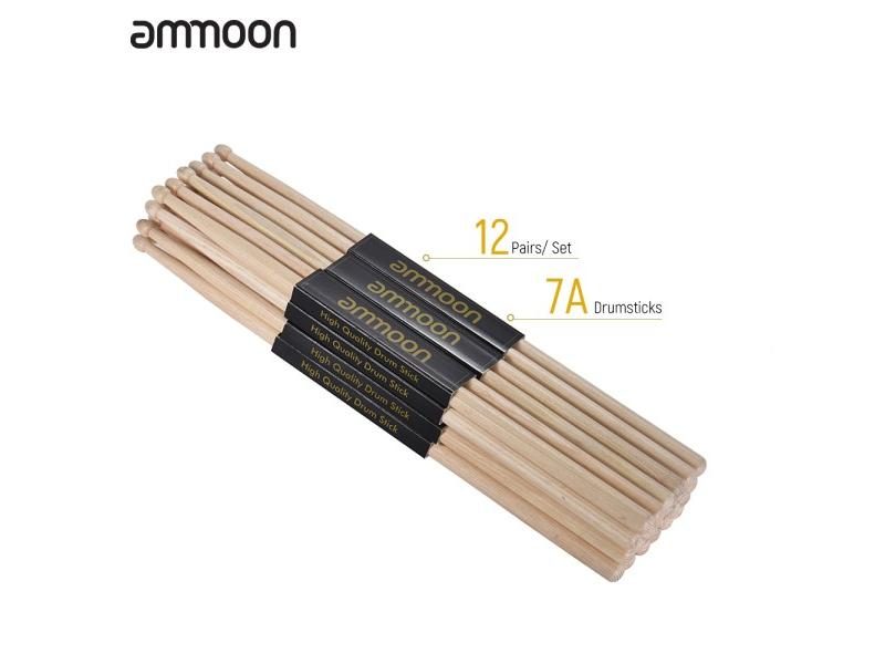 Ammoon 3/12 Pairs 5A/ 7A Drumsticks Wooden Drum Sticks Fraxinus Mandshurica Carousel 2