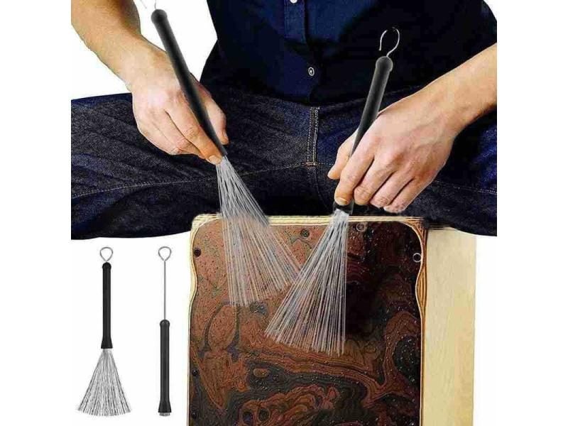 Newly Metal Wire Drum Brushes Cleaning Tool Portable Jazz Musical Retractable Carousel 1