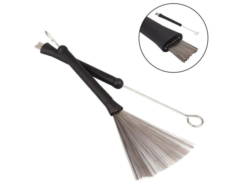 Newly Metal Wire Drum Brushes Cleaning Tool Portable Jazz Musical Retractable Carousel 2