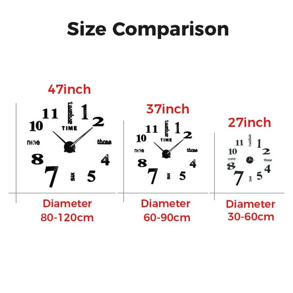 Hod Health & Home Wall Clock Black Design 37 Inch Diy Mirror Acrylic Sticker Qua Carousel 2