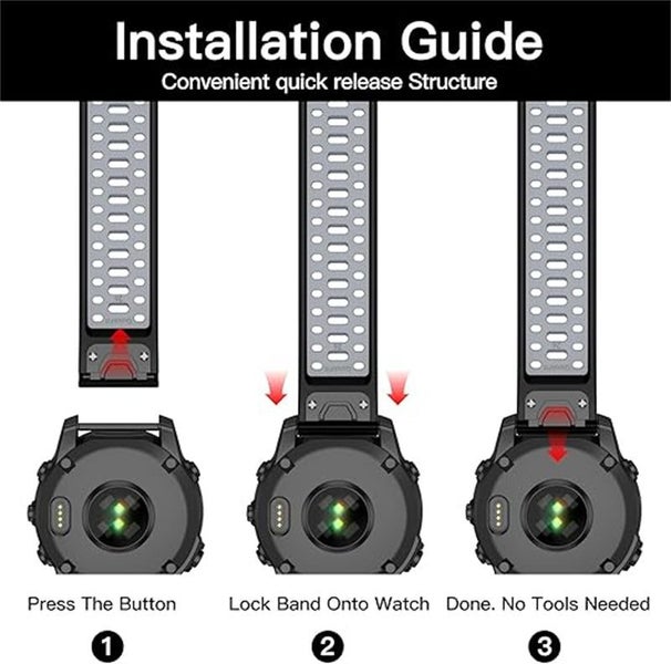 22mm Easy-fit Soft Silicone Watch Bands for Garmin Fenix 5/Fenix 5 Plus-OG&BK Carousel 7