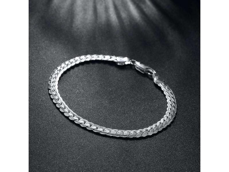 5MM Flat Chain 925 Sterling Silver Jewelry Set For Men Women Fashion Wedding Carousel 1