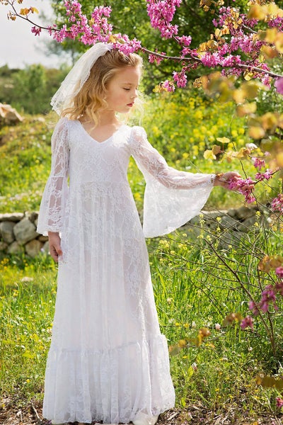 2-11Years Boho Flower Girl For Wedding Girls Junior Bridesmaid Dresses First ... Carousel 1