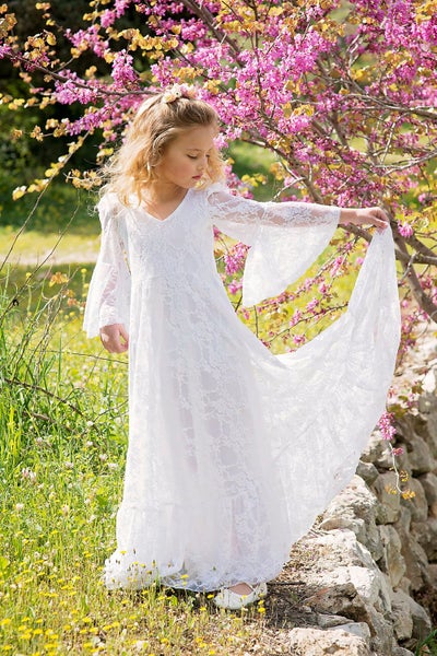 2-11Years Boho Flower Girl For Wedding Girls Junior Bridesmaid Dresses First ... Carousel 5