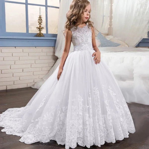 2024 New Teenager Bridesmaid Dress Kids Dresses for Girls Children Vintage La... Carousel 1