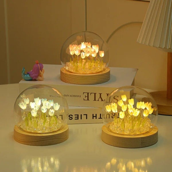 Artificial Tulip Flower Light Handmade DIY Bedside LED Night Bedroom Decor Ch... Carousel 2