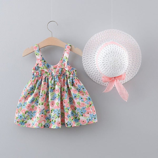 2pcs/Set Baby Girl Summer Fashion Dresses Floral Sling Children Clothing Swee... Carousel 8