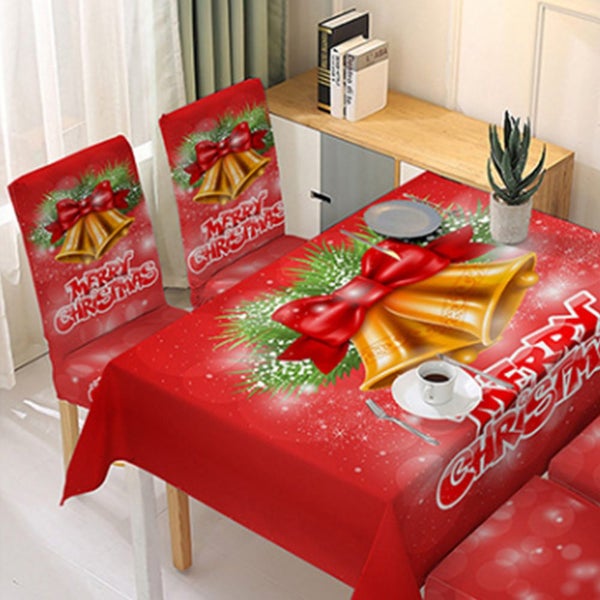 2Pcs Christmas Dining Chair Covers Stretch Removable Washable Dining Room Chair Carousel 3