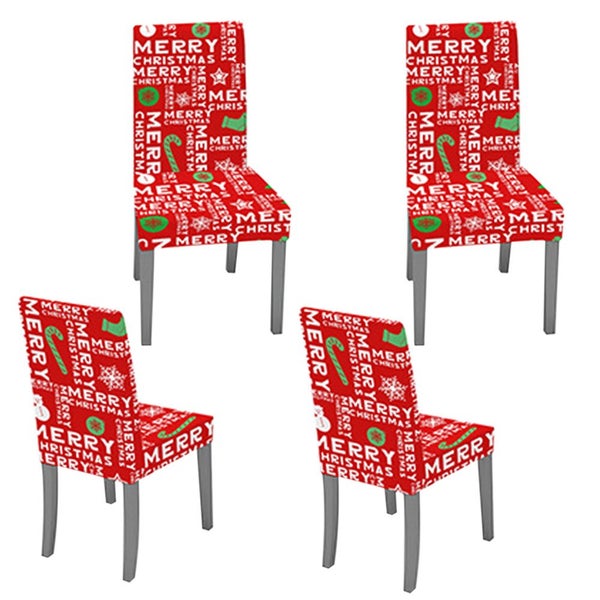 4Pcs Christmas Dining Chair Covers Stretch Removable Washable Dining Room Chair Carousel 1