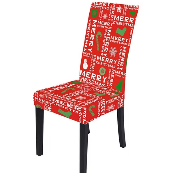 4Pcs Christmas Dining Chair Covers Stretch Removable Washable Dining Room Chair Carousel 2