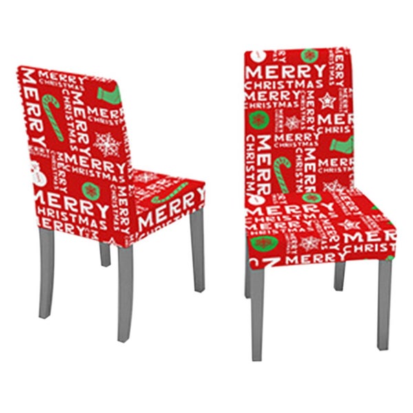2Pcs Christmas Dining Chair Covers Stretch Removable Washable Dining Room Chair Carousel 1