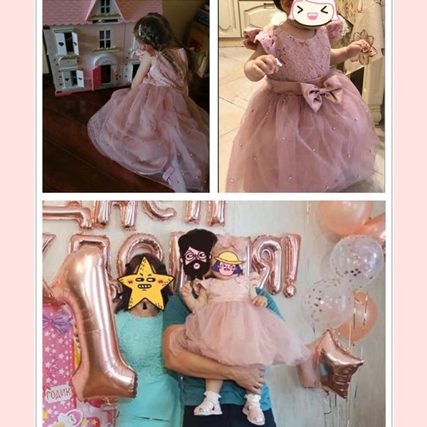 Baby for Wedding Party 1st Birthday Pink Princess Dress Kid Bridesmaids 1-5Y ... Carousel 2