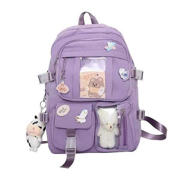 Popular Pink Purple Color Girls High School Student Backpack Bags Carousel 1
