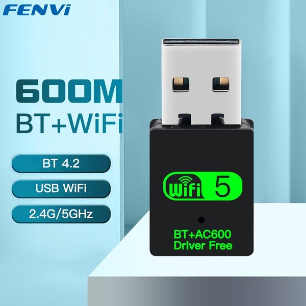 FENVI 600Mbps Bluetooth Adapter 2in1 Dongle Dual Band 2.4G 5GHz USB WiFi 5 Ne... Carousel 1