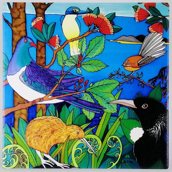 Jo May - NZ Birds Ceramic Tile Hanging Carousel 2