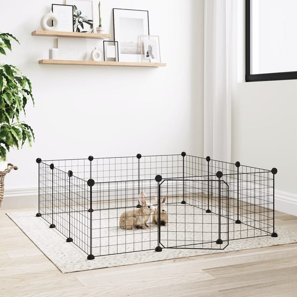 12 Panel Pet Cage with Door Black 35x35 cm Steel Carousel 1