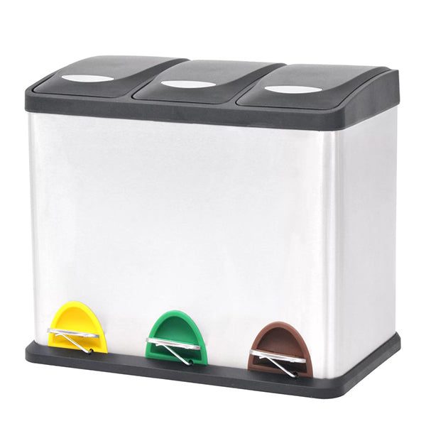 Recycling Pedal Bin Garbage Trash Bin Stainless Steel 3X8 L Carousel 1
