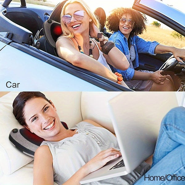 NNETM Electric Shiatsu Massage Pillow with Heat - Deep Tissue Kneading(Grey) Carousel 6