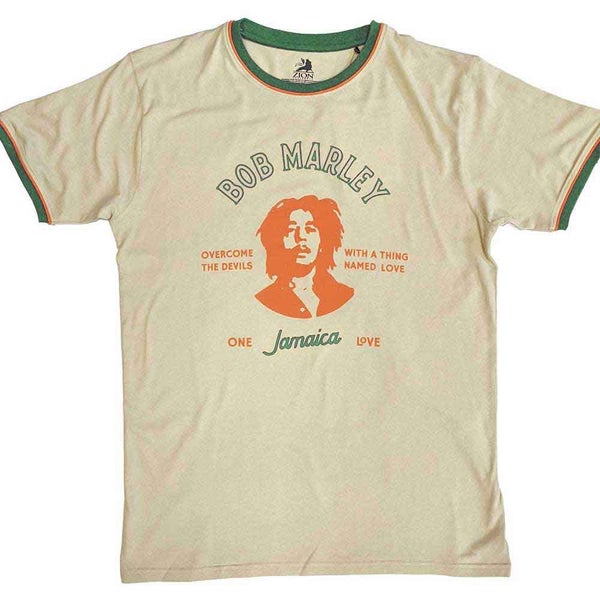 Bob Marley Ringer T Shirt Thing Called Love new Official Mens Sand Carousel 1