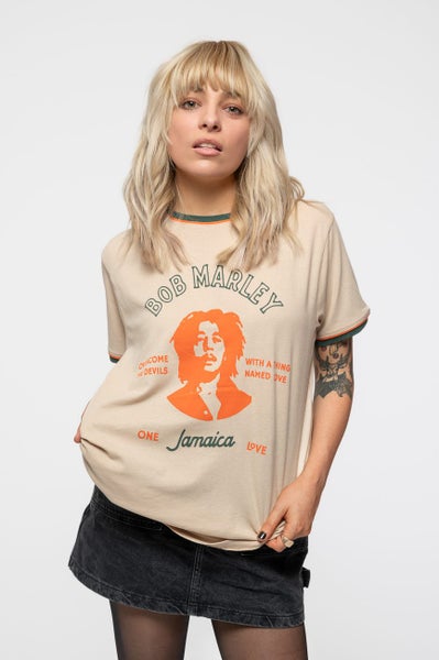 Bob Marley Ringer T Shirt Thing Called Love new Official Mens Sand Carousel 3